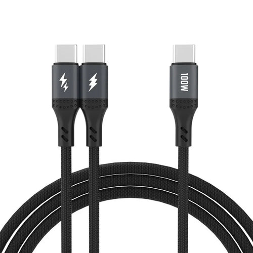 DUDAO L3S Type C to Dual Type C 3A Fast Charging Cable Splitter Braided Charger Cord - 1