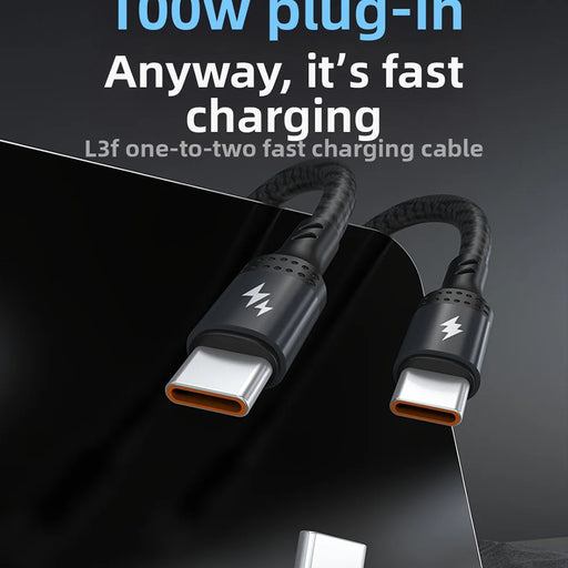 DUDAO L3S Type C to Dual Type C 3A Fast Charging Cable Splitter Braided Charger Cord - 2