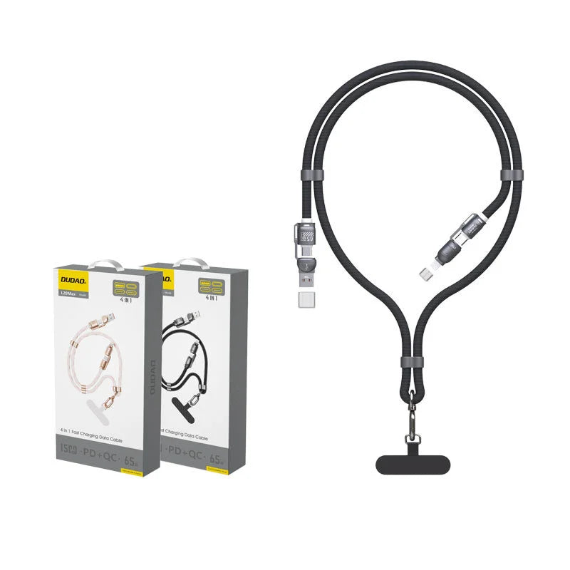 DUDAO L20Max 4 in 1 Fast Charging Cable 65W Braided Lanyard for Apple Huawei Type-C / iP Multi Device Charger - Woven - 6