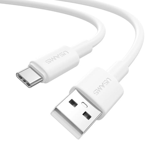 USAMS U90 SJ761 1m USB-A to Type-C Cable 3A Fast Charging Data Transfer Cord, 480Mbps Speed - White - 1