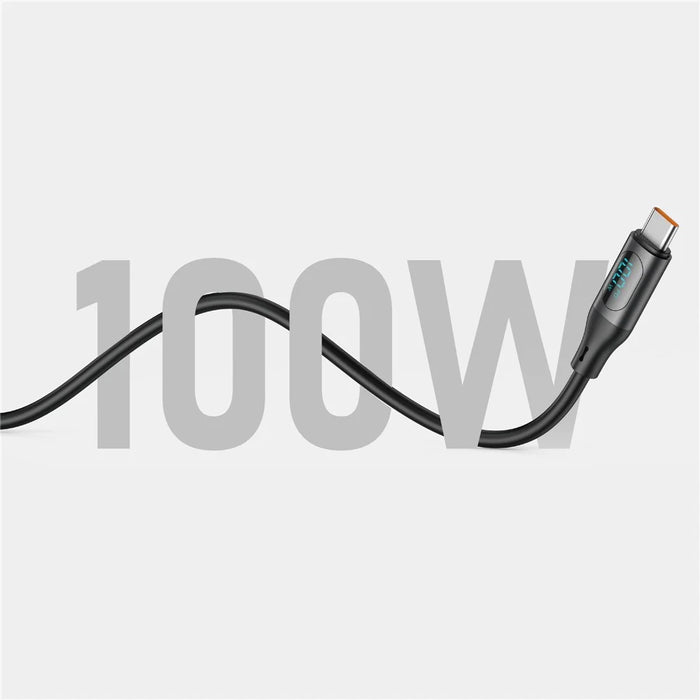 BUDI DC262TT12B 1.2m 100W PD Fast Charging USB C to USB C Cable Digital Display Liquid Silicone Data Wire - 3