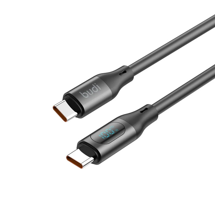BUDI DC262TT12B 1.2m 100W PD Fast Charging USB C to USB C Cable Digital Display Liquid Silicone Data Wire - 4
