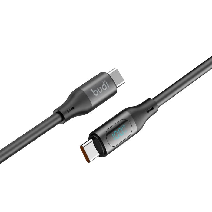 BUDI DC262TT12B 1.2m 100W PD Fast Charging USB C to USB C Cable Digital Display Liquid Silicone Data Wire - 5