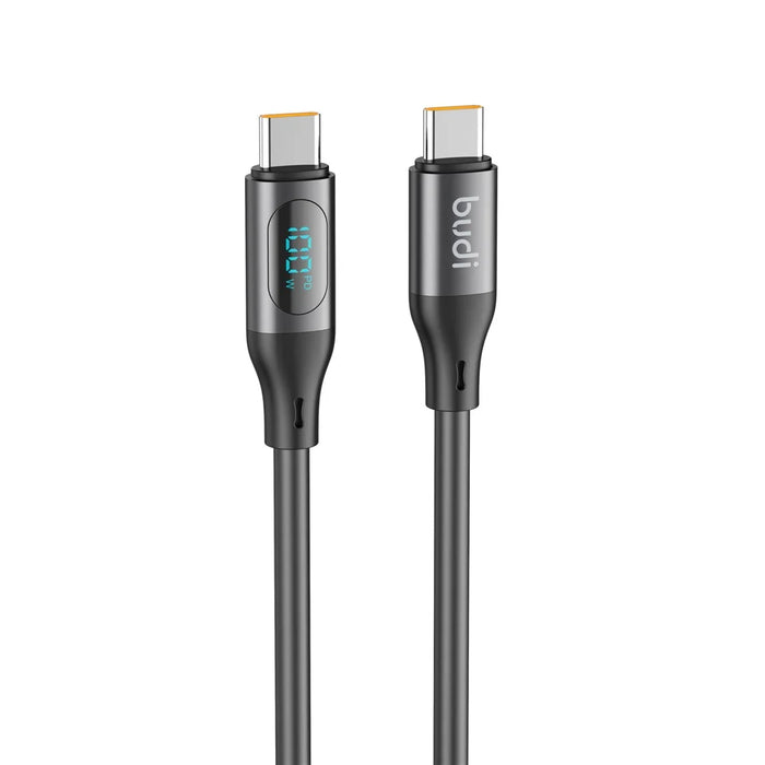 BUDI DC262TT12B 1.2m 100W PD Fast Charging USB C to USB C Cable Digital Display Liquid Silicone Data Wire - 6