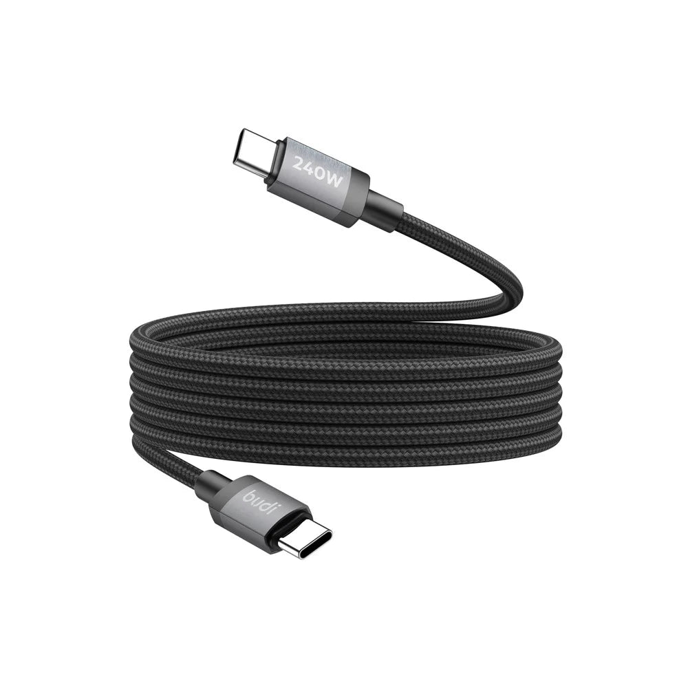 BUDI DC265TT15B 1.5m USB C to USB C PD 240W Fast Charging Magnetic Braided Data Cable - 1