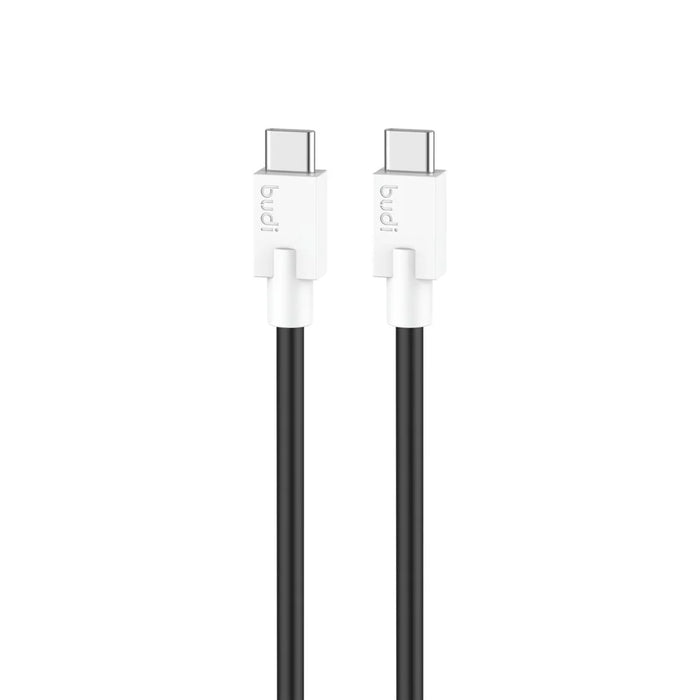 BUDI DC263TT12 1.2m USB C to USB C Data Cord PD 65W Fast Charging Soft TPE Cable - Black - 1