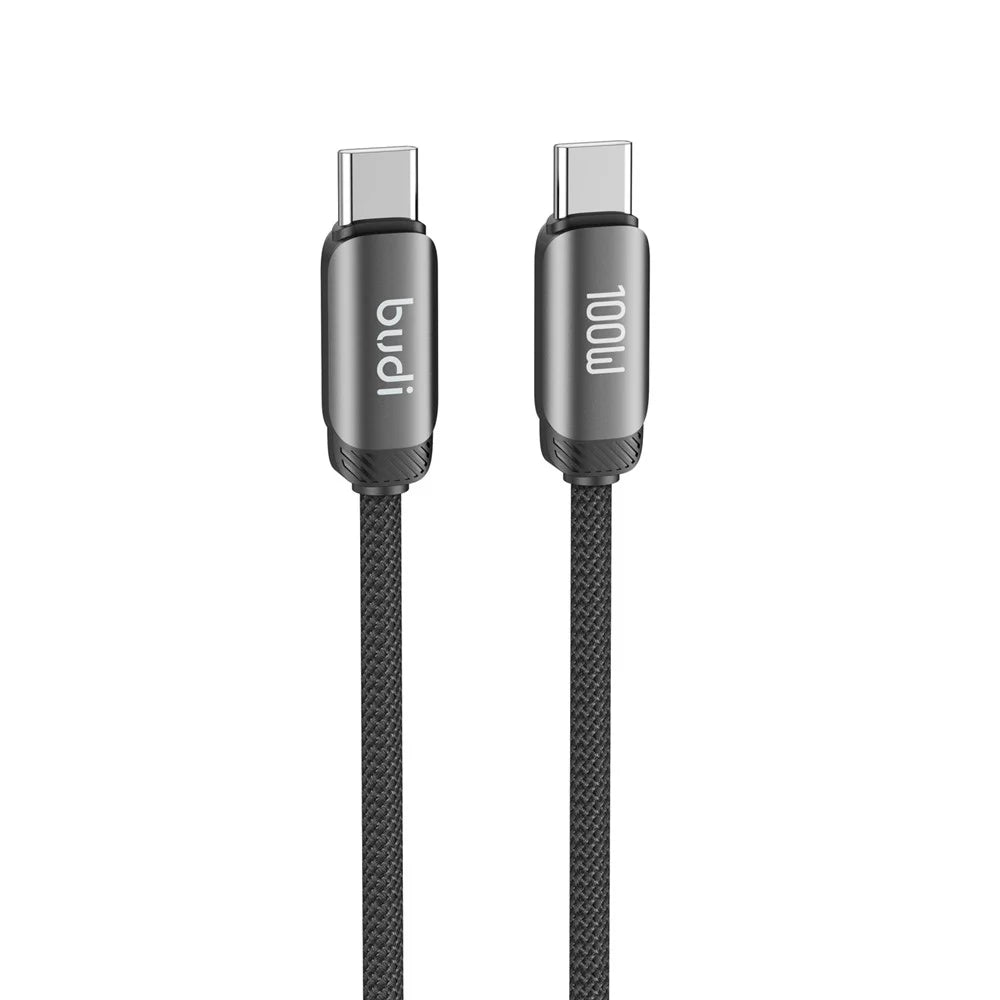 BUDI DC266TT12B 1.2m Braided Data Sync Cord USB C to USB C 100W PD Fast Charging Cable - 1