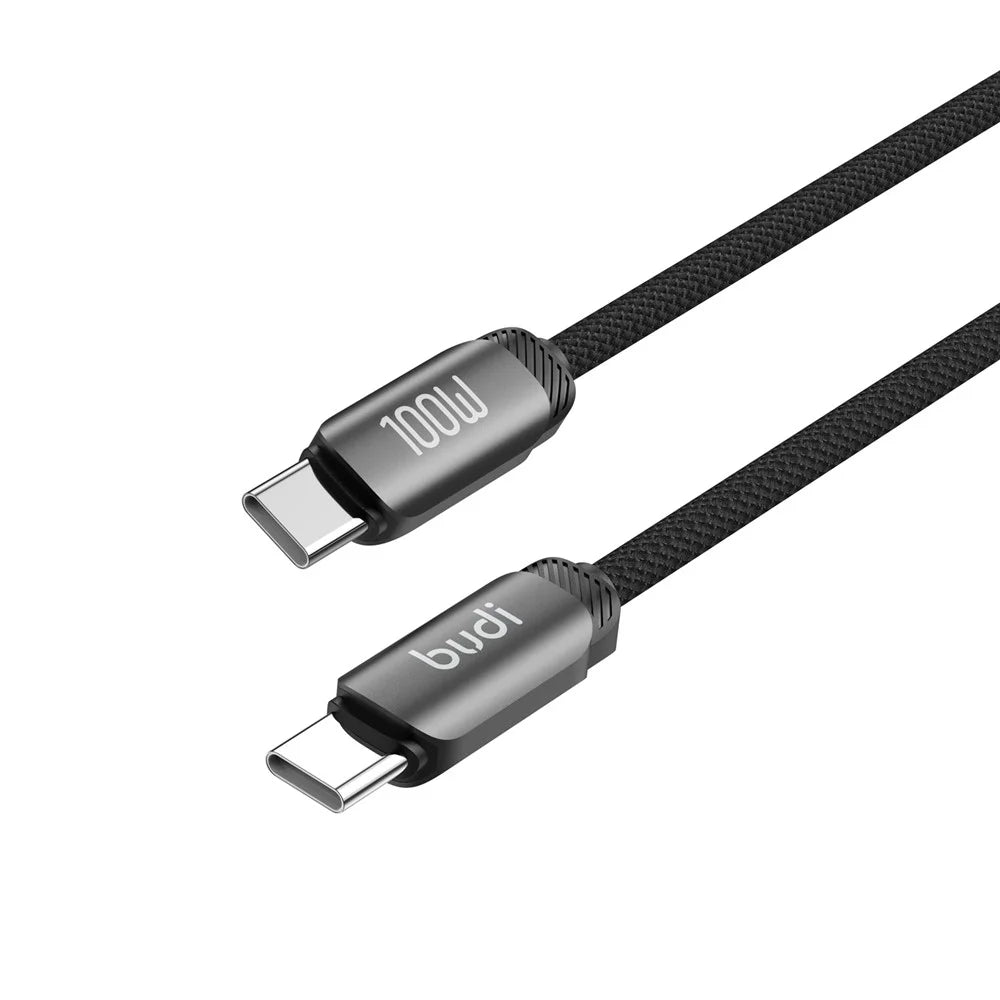 BUDI DC266TT12B 1.2m Braided Data Sync Cord USB C to USB C 100W PD Fast Charging Cable - 2