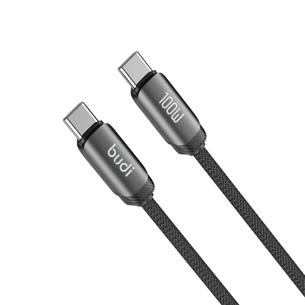 BUDI DC266TT12B 1.2m Braided Data Sync Cord USB C to USB C 100W PD Fast Charging Cable - 3