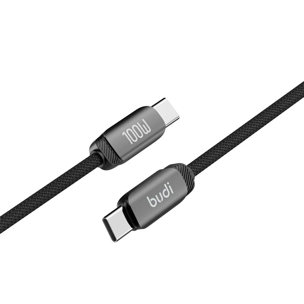 BUDI DC266TT12B 1.2m Braided Data Sync Cord USB C to USB C 100W PD Fast Charging Cable - 4