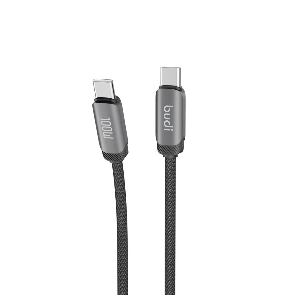 BUDI DC266TT12B 1.2m Braided Data Sync Cord USB C to USB C 100W PD Fast Charging Cable - 5