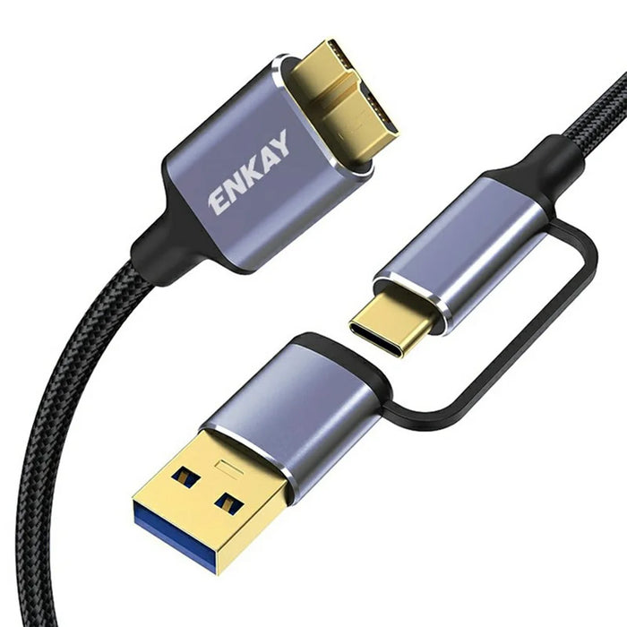 ENKAY HAT PRINCE 2 in 1 0.25m USB 3.0 A  /  Type-C to USB 3.0 Micro B Cable Camera Hard Drive Rapid Data Transfer - 1
