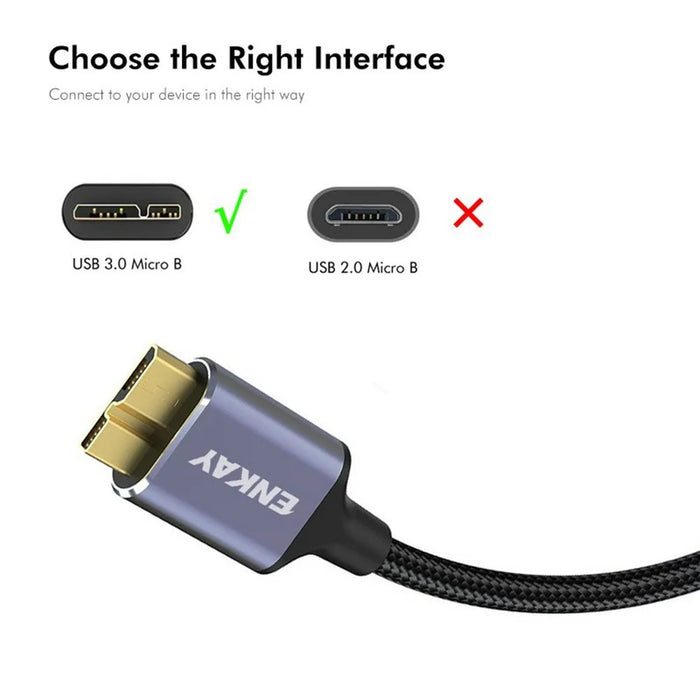 ENKAY HAT PRINCE 2 in 1 0.5m USB 3.0 A / Type-C to USB 3.0 Micro B Cable Camera Hard Drive Rapid Data Transfer - 3
