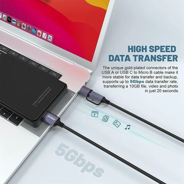 ENKAY HAT PRINCE 2 in 1 0.5m USB 3.0 A / Type-C to USB 3.0 Micro B Cable Camera Hard Drive Rapid Data Transfer - 5