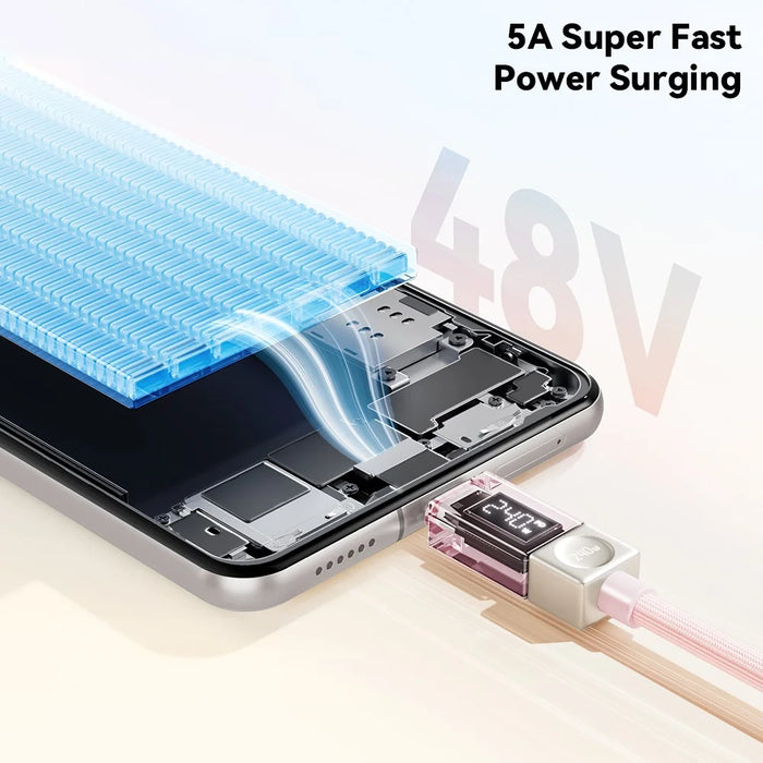ESSAGER 2m 240W Type-C to Type-C Fast Charging Cable Clear Digital Display Data Cable - Blue - 7