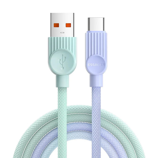 ESSAGER ES-X73 1m USB-A to Type-C Cable 7A 100W Fast Charging Data Sync Cord for Phone  /  Tablet - Purple  /  Green - 1