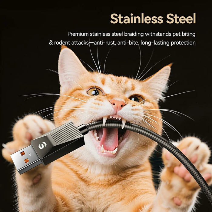 ESSAGER 1m USB A to USB C Stainless Steel Cable 7A Fast Charging 480Mbps Data Sync Cord - 6
