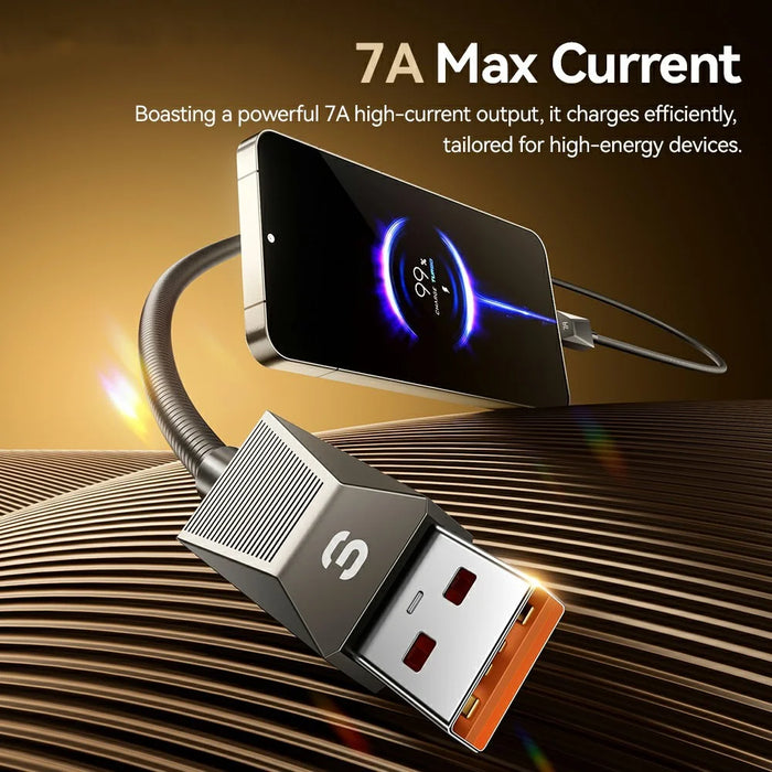 ESSAGER 2m USB A to USB C Stainless Steel Cable 7A Fast Charging 480Mbps Data Sync Cord - 4