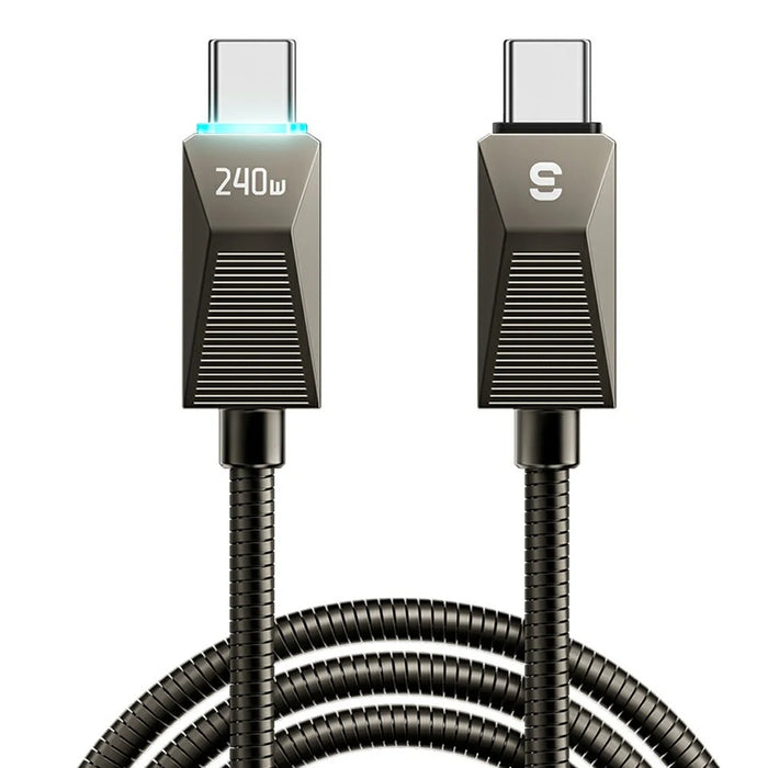 ESSAGER 1m 100W Fast Charging Wire USB C to USB C Stainless Steel Data Transfer Cable - 1