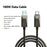 ESSAGER 1m 100W Fast Charging Wire USB C to USB C Stainless Steel Data Transfer Cable - 2