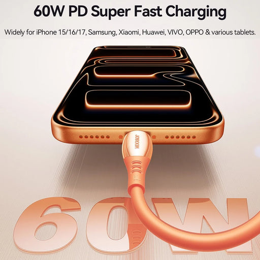 JOYROOM S-A59 1.2m Type-C to Type-C Cable 60W Fast Charging Data Transfer Cord - Orange - 2