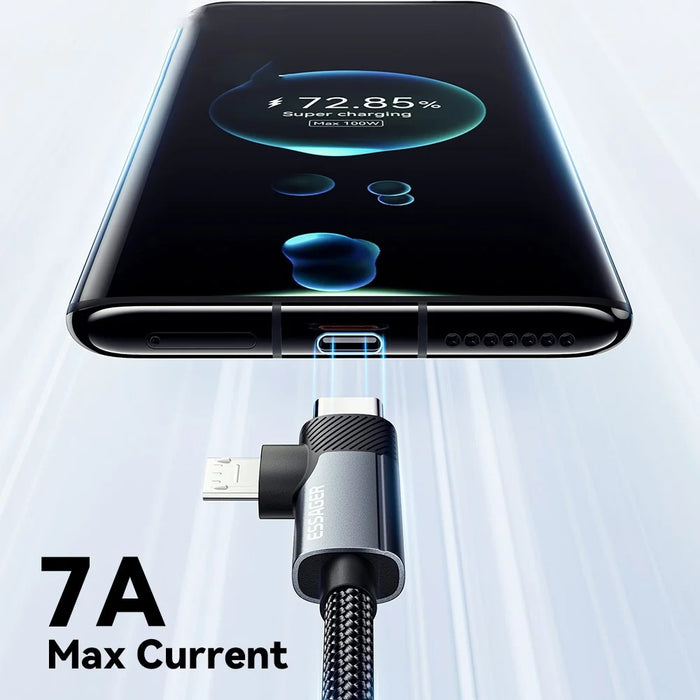 ESSAGER 0.25m USB-A to USB-C  /  Micro 480Mbps Data Sync Cord 7A 100W Fast Charging Cable - 4
