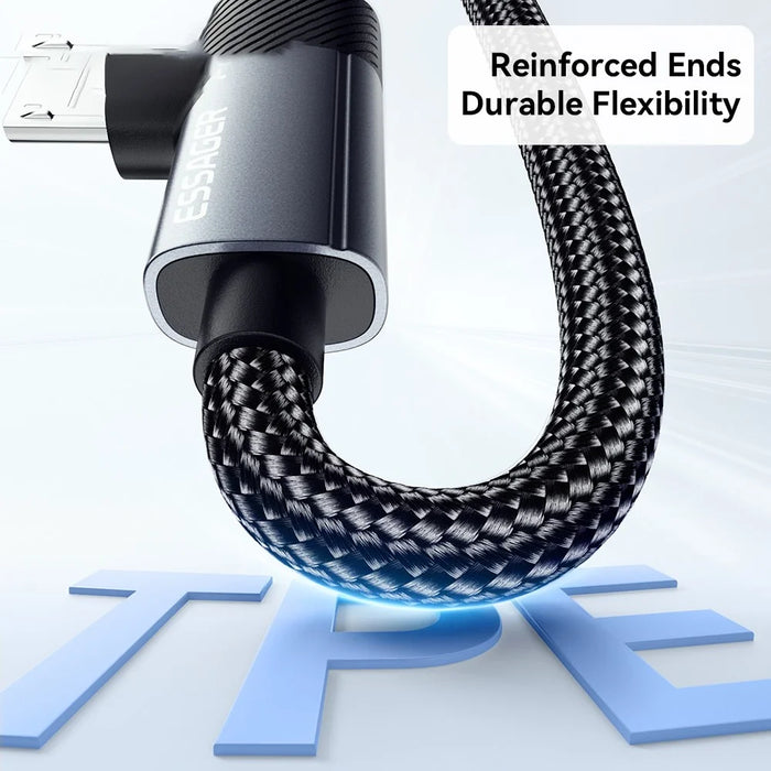 ESSAGER 1m USB-A to USB-C  /  Micro 480Mbps Data Sync Cord 7A 100W Fast Charging Cable - 7
