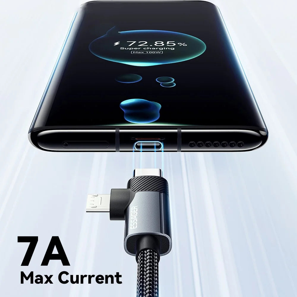 ESSAGER 2m USB-A to USB-C  /  Micro 480Mbps Data Sync Cord 7A 100W Fast Charging Cable - 5