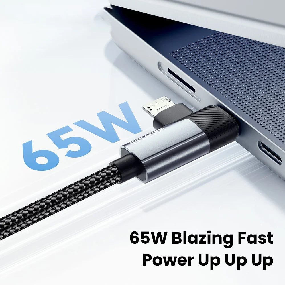 ESSAGER 0.25m C-C+M 65W Aluminum Alloy Data Cable Type-C to Type-C+M Fast Charging Cable - Grey - 4