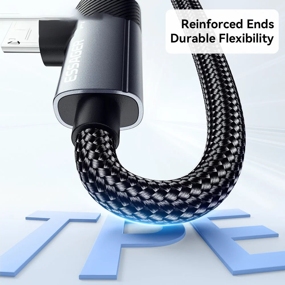 ESSAGER 0.25m C-C+M 65W Aluminum Alloy Data Cable Type-C to Type-C+M Fast Charging Cable - Grey - 7