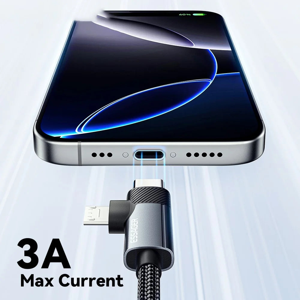 ESSAGER 1m C-C+M 65W Aluminum Alloy Data Cable Type-C to Type-C+M Fast Charging Cable - Grey - 4