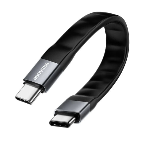 ESSAGER 0.125m 240W USB4.0 Full Function Data Cable Type-C to Type-C Charging Cord 40Gbps High Speed Transfer - Black - 1