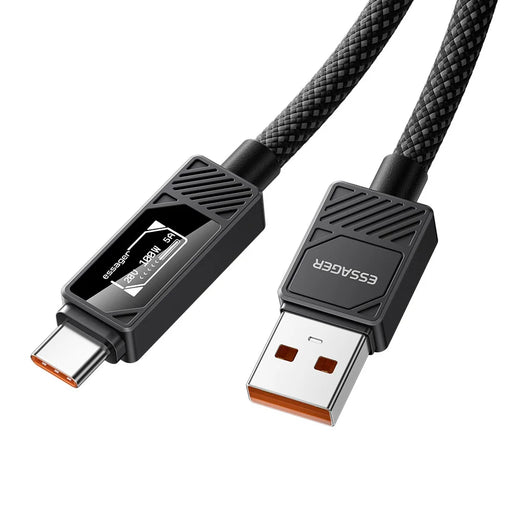 ESSAGER USB-A to USB-C Cable 7A 100W Digital Display Fast Charging Data Cable 0.25m - 1