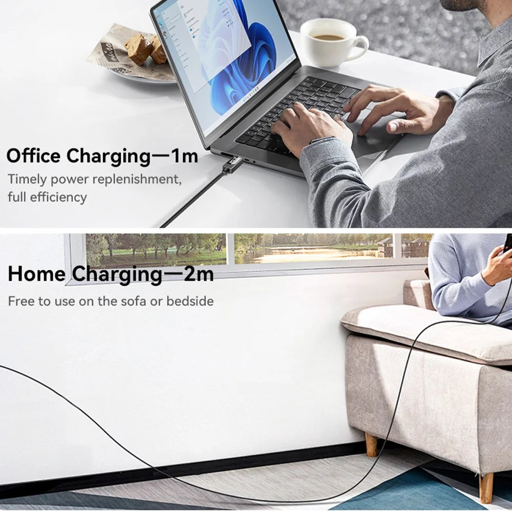ESSAGER Type-C to Type-C Smart Display Cable 100W Power Delivery 480Mbps Data Transfer Cable 1m - 7