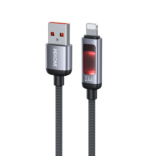 WEKOME WDC-106 1.2m 2.4A USB to iP Fast Charging Charger Cable Overload Protection Data Cable - Black - 1
