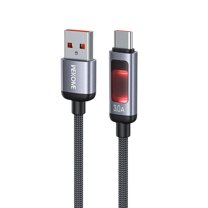 WEKOME WDC-107 1.2m 3.0A Fast Charging USB to Type-C Charger Cable 480Mbps Data Transfer Cable for Phone  /  Tablet - Black - 1