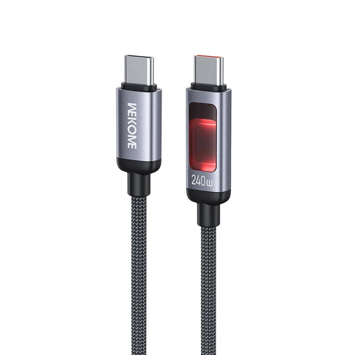 WEKOME WDC-108 Type-C to Type-C Charger Cable 1.2m PD 240W Fast Charging Cable 480Mbps Data Transfer Braided Cord - Black - 1