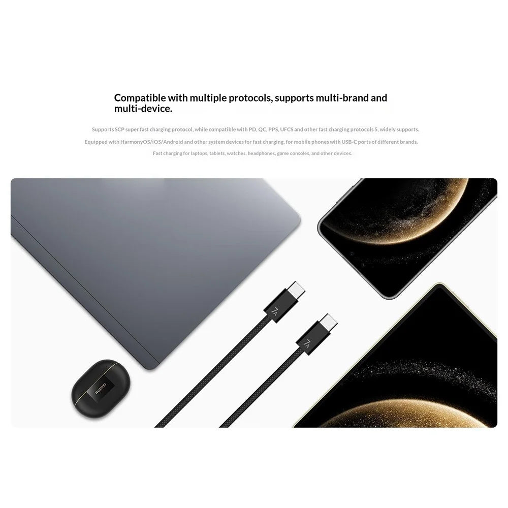 HUAWEI 1.8m 140W High Power 7A Fast Charging Type-C to Type-C Braided Data Cable for Smartphone / Tablet / Laptop (Chinese Version) - 4