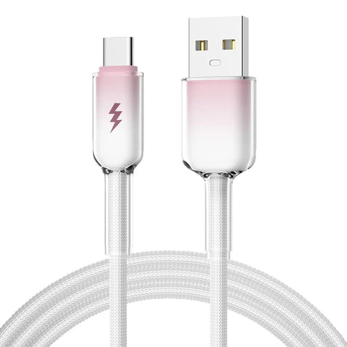 ENKAY HAT PRINCE 1m 60W USB to Type-C Cable Fast Data Transfer Charging Cord Gradient Ice-Transparent Braided - Pink - 1