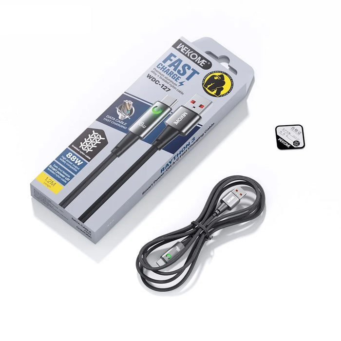 WEKOME WDC-127 Raython 3 Smart Power-Off USB-A to Type-C Fast Charging Cable 88W High Speed Data Cable - 5