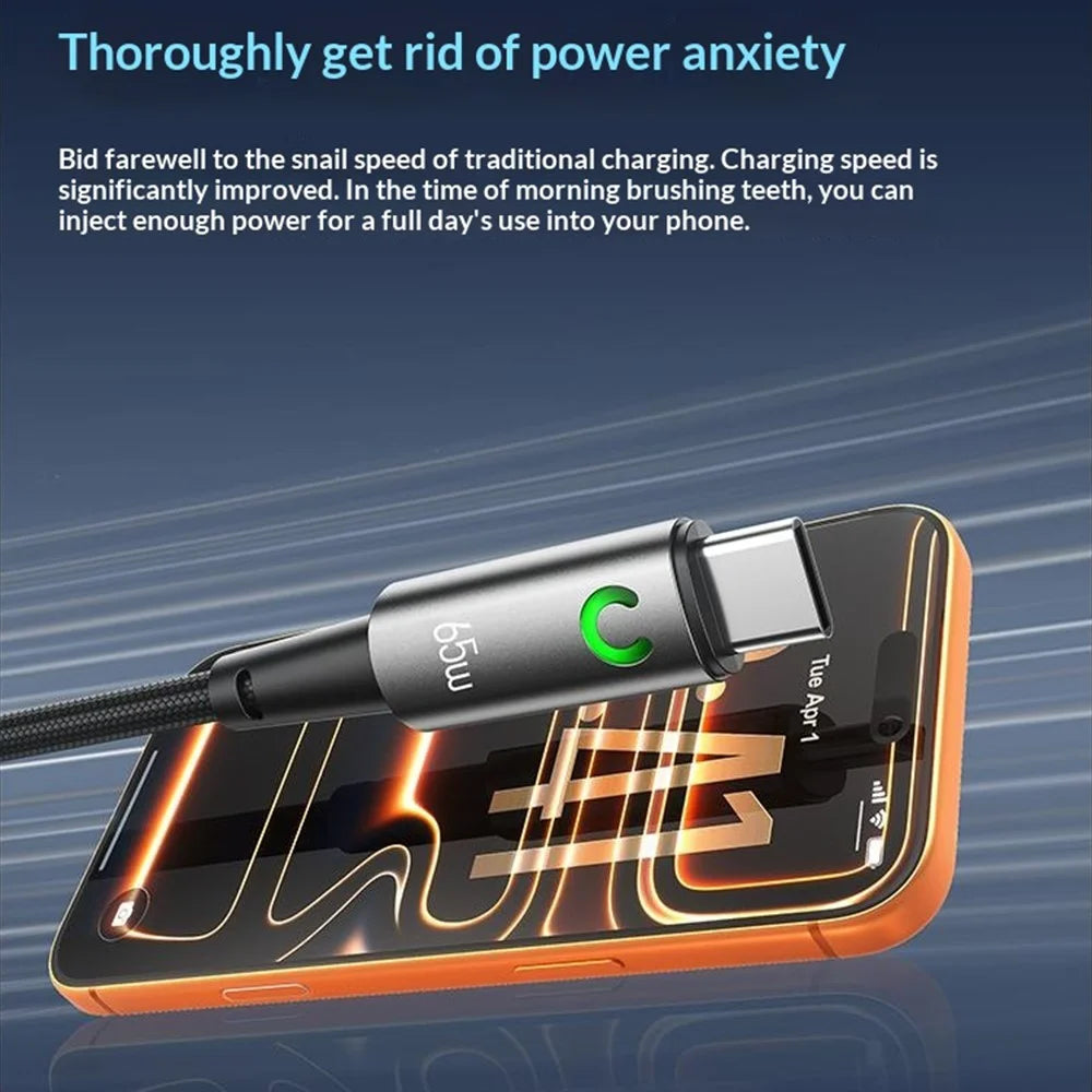 WEKOME WDC-129 Raython 3 Smart Power-Off Type-C to Type-C Fast Charging Cable 65W High Speed Data Cable - 3