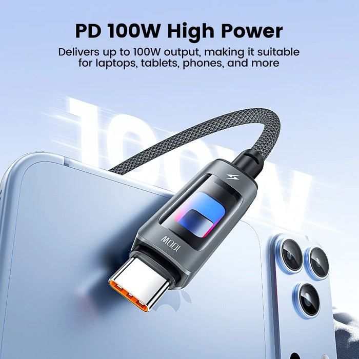 TOOCKI TX112C2 1m PD 100W USB-C to USB-C Fast Charging Cable Built-in E-Marker Chip 480Mbps Data Transfer Cable - Black - 3