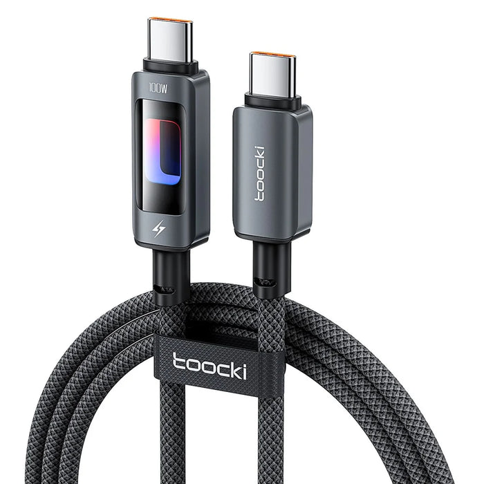TOOCKI TX112C2 2m PD 100W USB-C to USB-C Fast Charging Cable Built-in E-Marker Chip 480Mbps Data Transfer Cable - Black - 1