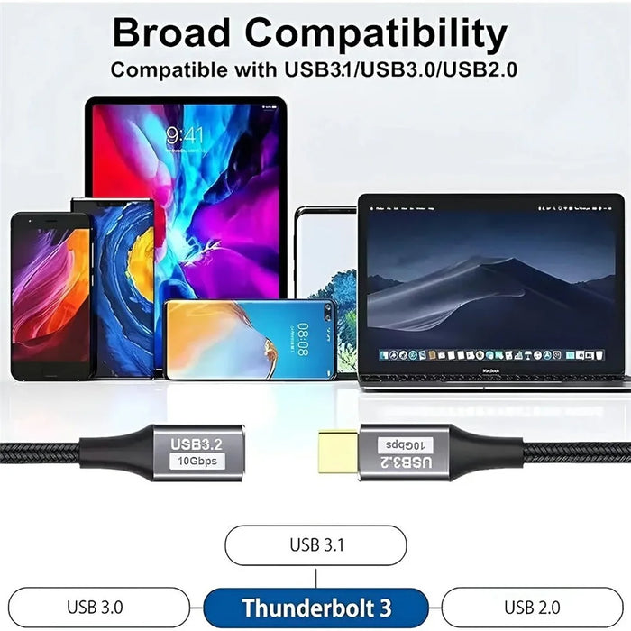 3m Aluminum Alloy Type-C Male to Female Extension Cable USB3.1 Gen2 Data Cable 4K / 60HZ Video Support 10Gbps Data Transfer - 3