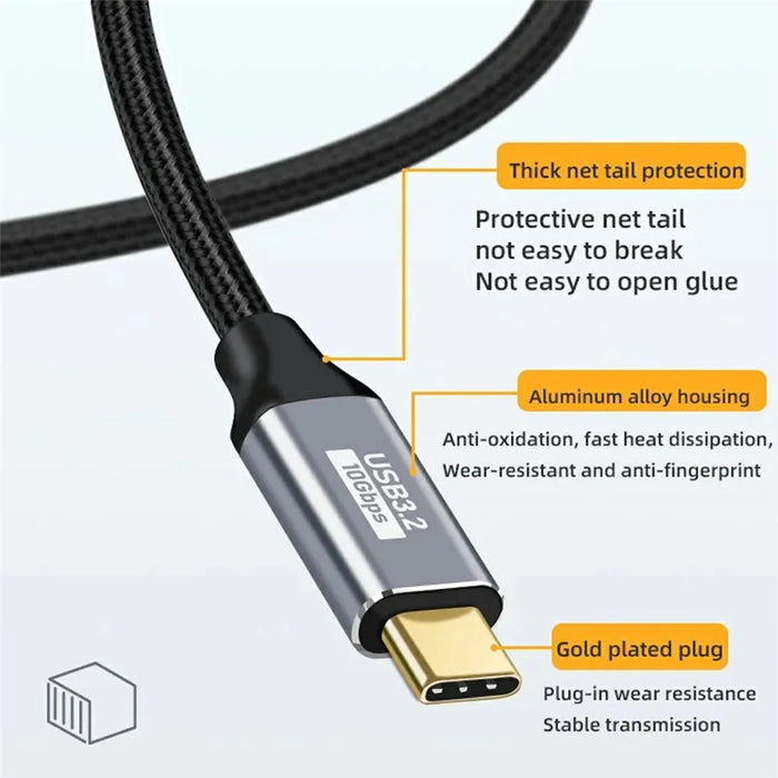 3m Aluminum Alloy Type-C Male to Female Extension Cable USB3.1 Gen2 Data Cable 4K / 60HZ Video Support 10Gbps Data Transfer - 7
