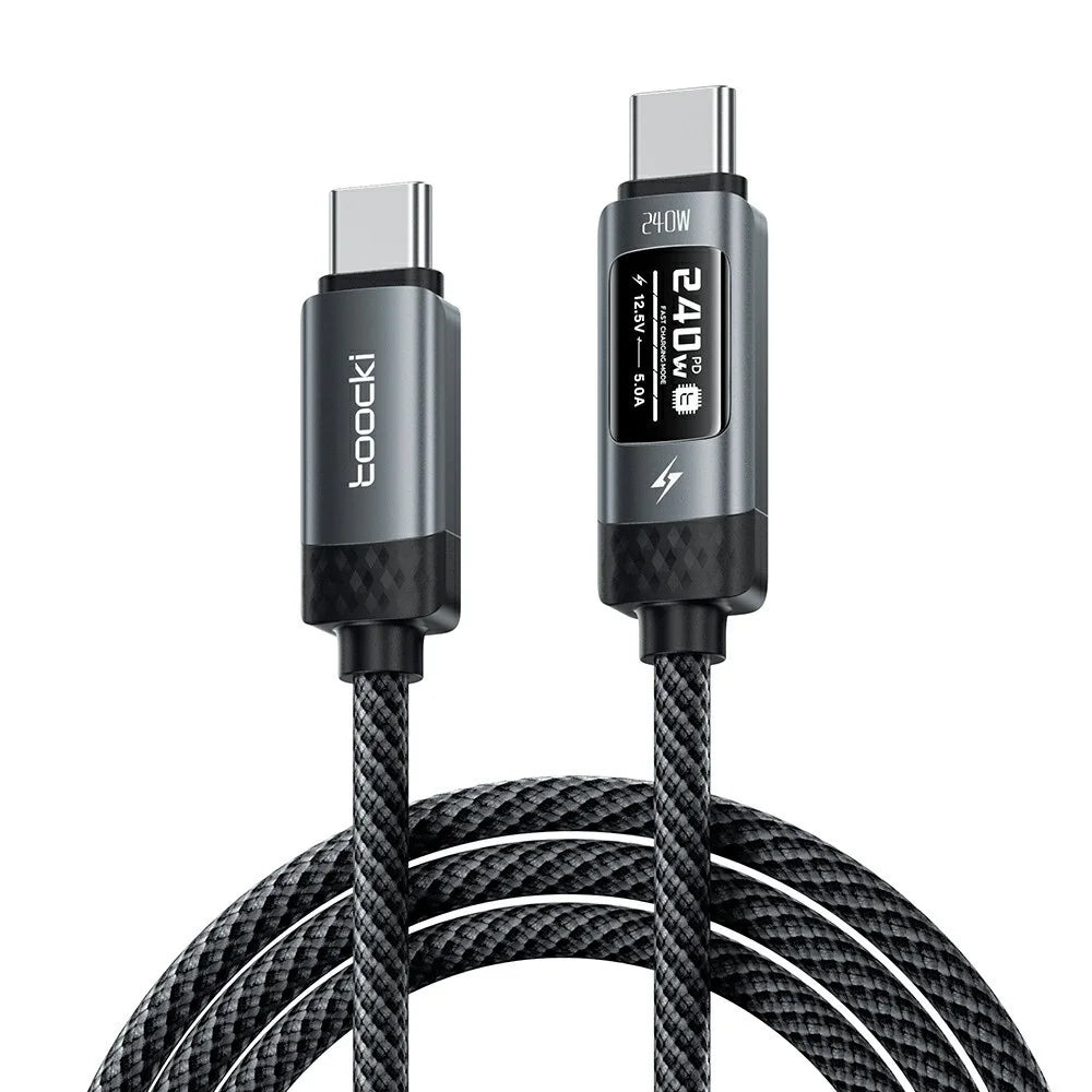 TOOCKI TX111C4 240W OLED Display USB-C Cable 1m Fast Charging Cord Data Transfer 480Mbps for Laptops / Tablets / Phones - 1