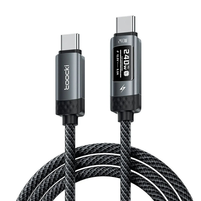 TOOCKI TX111C4 240W OLED Display USB-C Cable 1m Fast Charging Cord Data Transfer 480Mbps for Laptops / Tablets / Phones - 1