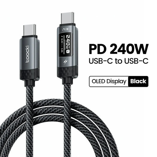TOOCKI TX111C4 240W OLED Display USB-C Cable 1m Fast Charging Cord Data Transfer 480Mbps for Laptops / Tablets / Phones - 2