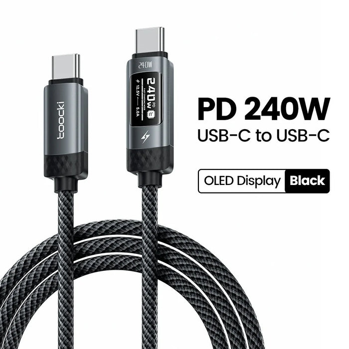 TOOCKI TX111C4 240W OLED Display USB-C Cable 1m Fast Charging Cord Data Transfer 480Mbps for Laptops / Tablets / Phones - 2