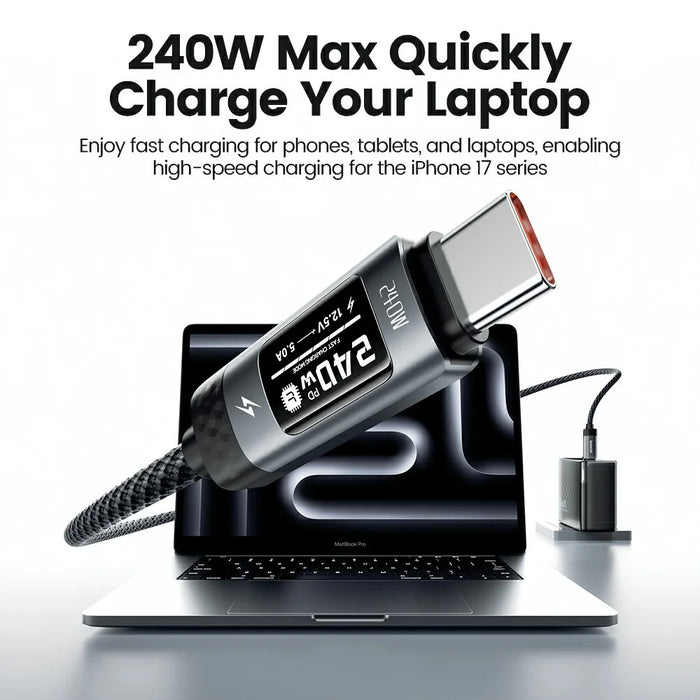 TOOCKI TX111C4 240W OLED Display USB-C Cable 1m Fast Charging Cord Data Transfer 480Mbps for Laptops / Tablets / Phones - 4